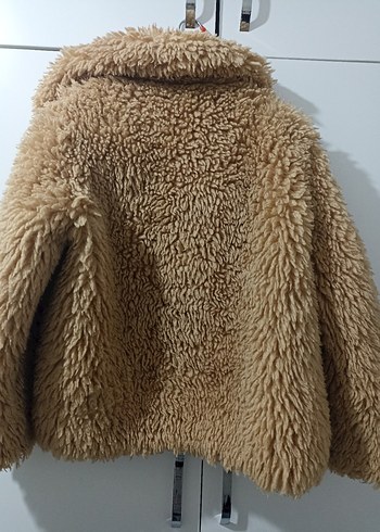 Kahverengi Midi Boy Peluş Kadın Ceket - Görsel 6