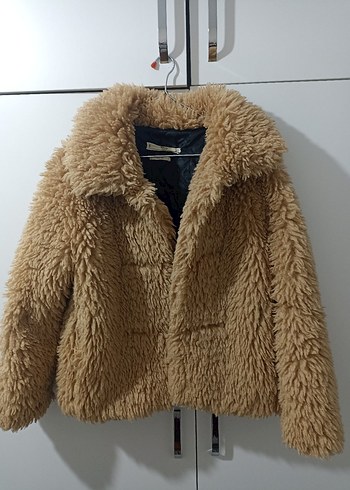 Kahverengi Midi Boy Peluş Kadın Ceket - Görsel 2