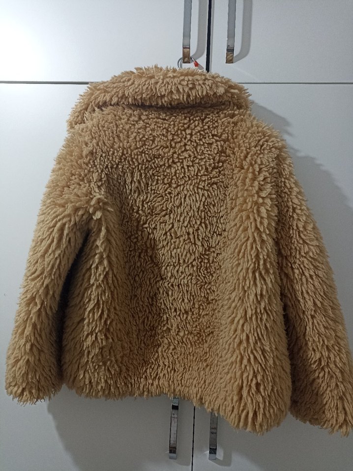 Kahverengi Midi Boy Peluş Kadın Ceket - Görsel 5