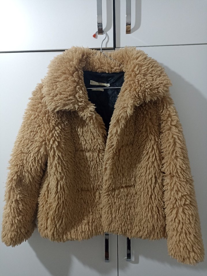 Kahverengi Midi Boy Peluş Kadın Ceket - Görsel 3