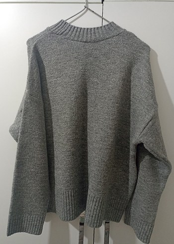 Gri Örgü Kadın Yün Kazak - Görsel 3