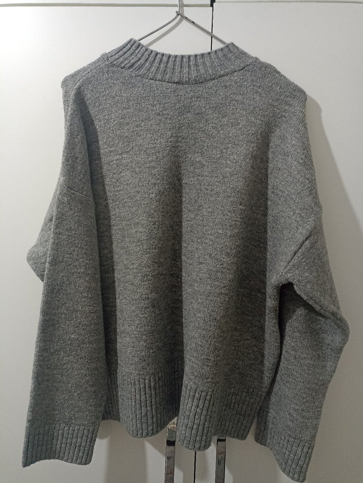 Gri Örgü Kadın Yün Kazak - Görsel 3