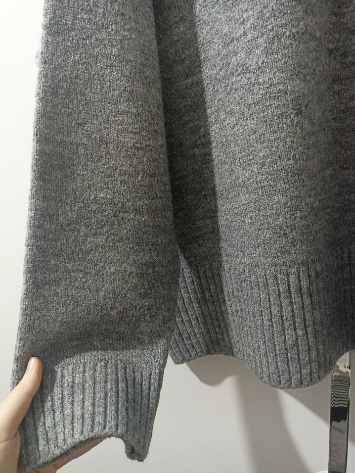 Gri Örgü Kadın Yün Kazak - Görsel 5