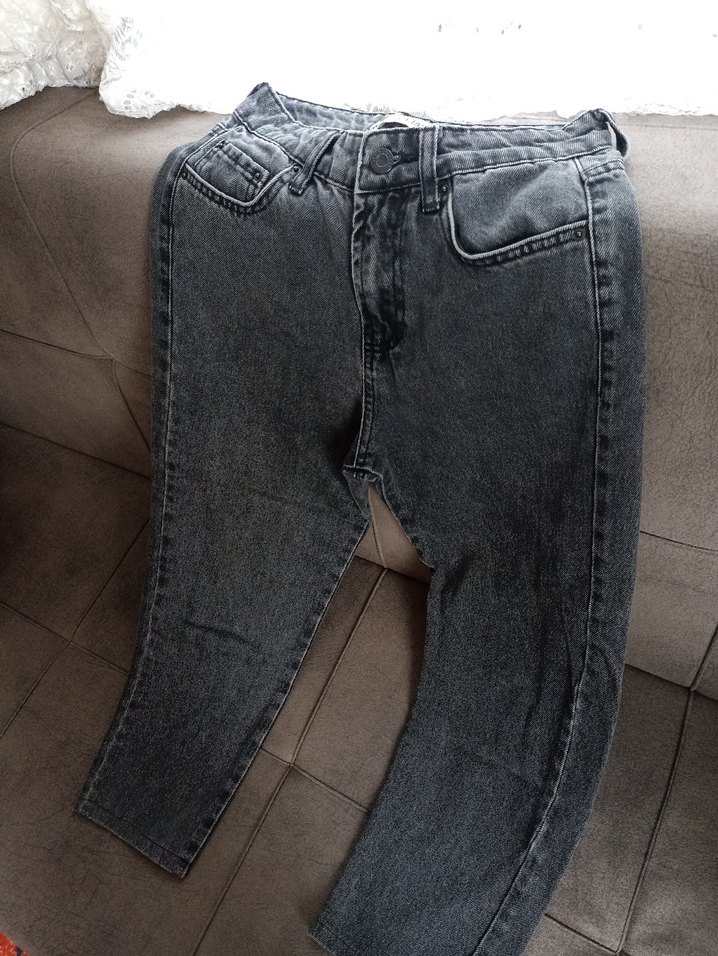 Gri Normal Kesim Kadın Denim Pantolon - Görsel 4
