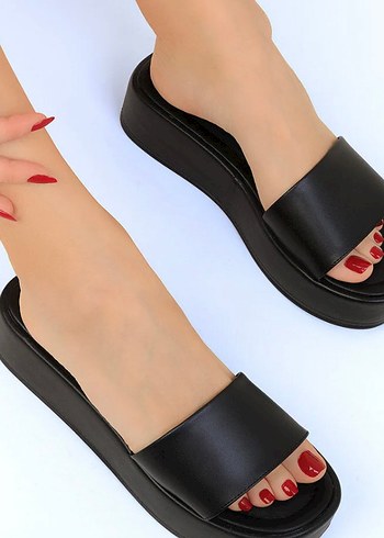 38 Beden Siyah Platform Topuklu Kadın Terlik