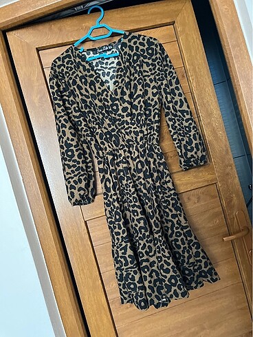 m Beden Leopar desen elbise