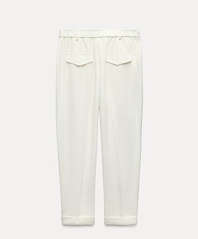 l Beden beyaz Renk Zara kıvrık paçalı düz ekru pantolon