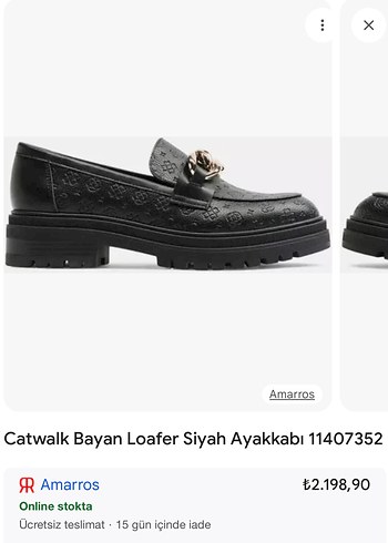 Kadın Siyah Yılan Desenli Zincir Detaylı Loafer - Görsel 2