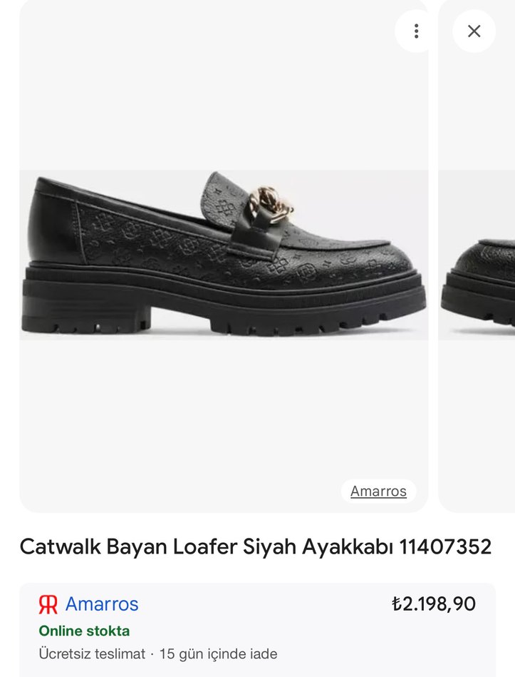 Kadın Siyah Yılan Desenli Zincir Detaylı Loafer - Görsel 2