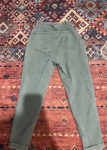 Bershka Kadın Haki Rengi Midi Boy Fit Pantolon - Görsel 2