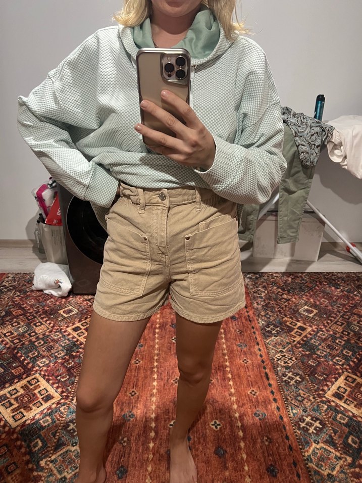 Krem rengi şort Zara - Görsel 2