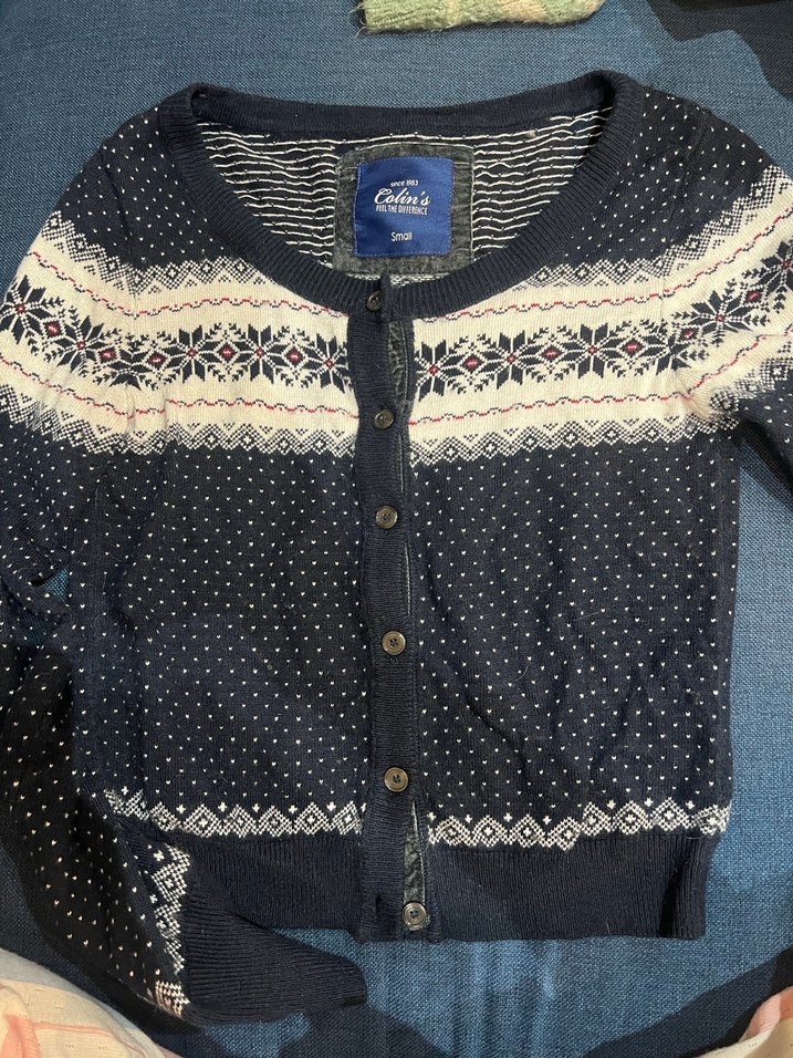 Lacivert Pamuklu Örgü Hırka - Görsel 3