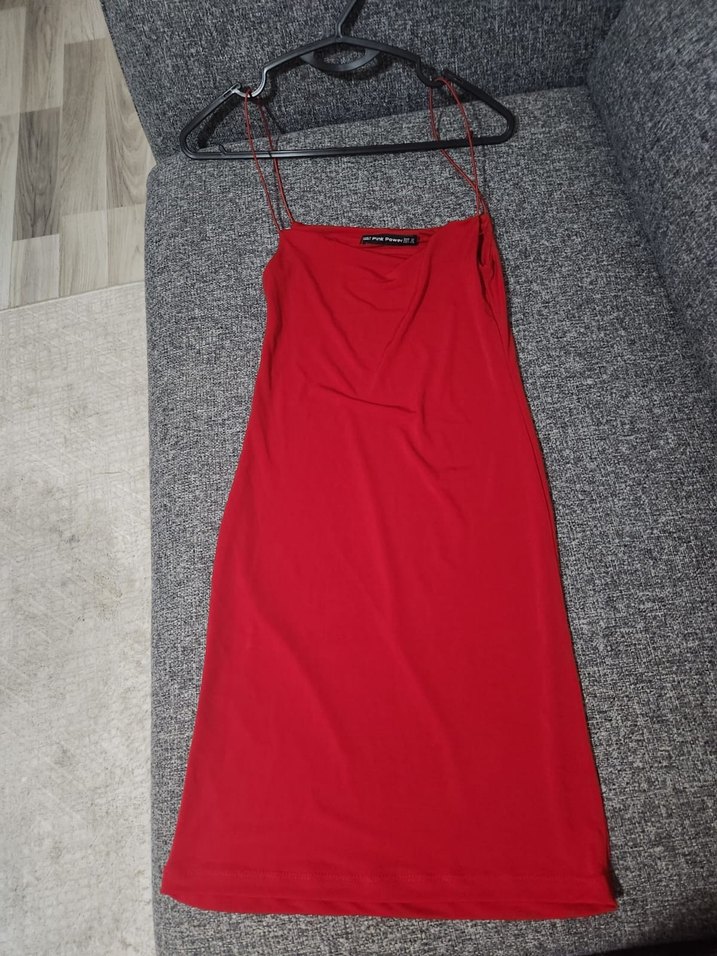 Kırmızı İnce Askılı Midi Kadın Atlet - Görsel 3