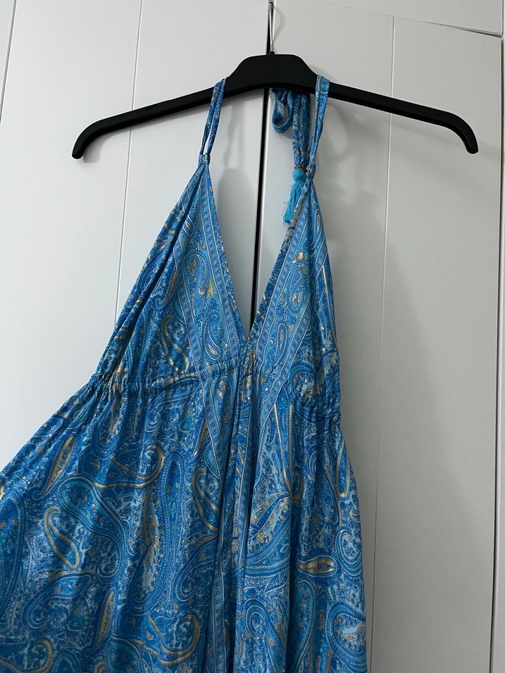 Mavi Desenli Uzun Elbise - Görsel 3