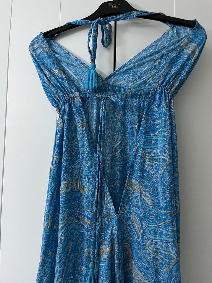 Mavi Desenli Uzun Elbise - Görsel 5