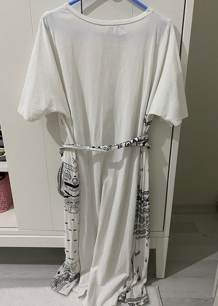 Midi beyaz elbise - Görsel 4