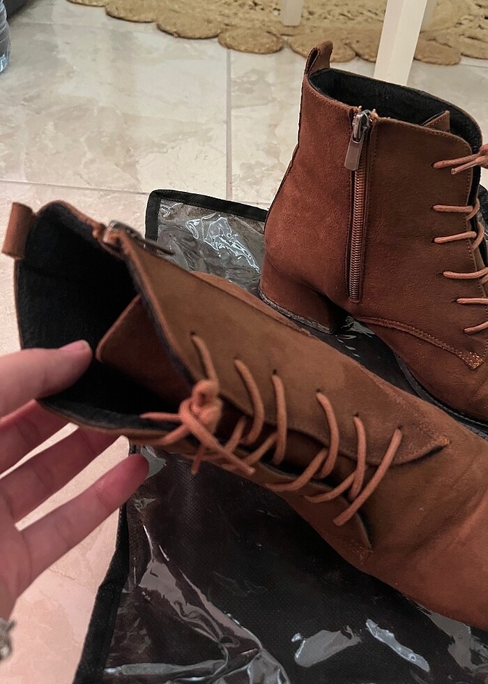 Camel rengi bilekte bot - Görsel 4