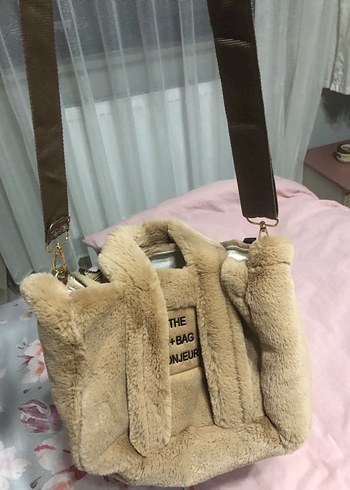 Bej Peluş Kadın Çanta - Görsel 4