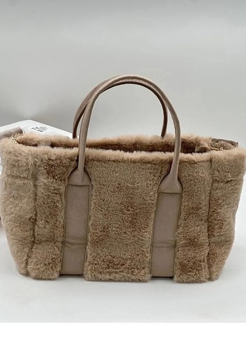 Bej Peluş Kadın Çanta - Görsel 2