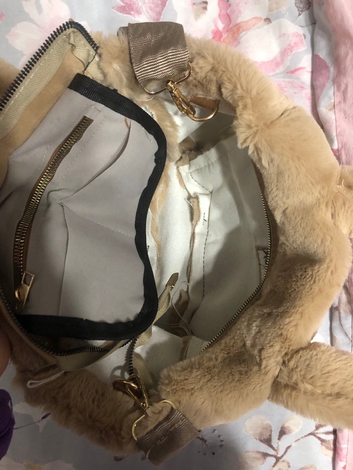 Bej Peluş Kadın Çanta - Görsel 5