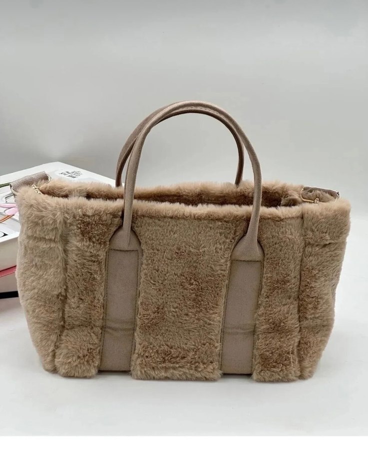 Bej Peluş Kadın Çanta - Görsel 2