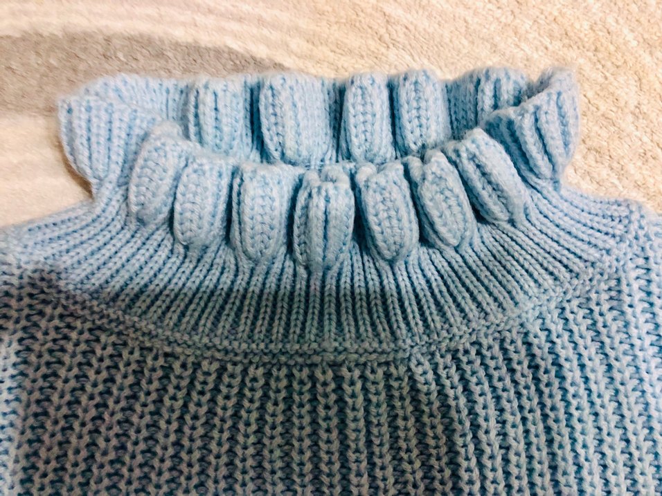 Bebe mavisi Triko Boğazlı Kadın Kazak - Görsel 4