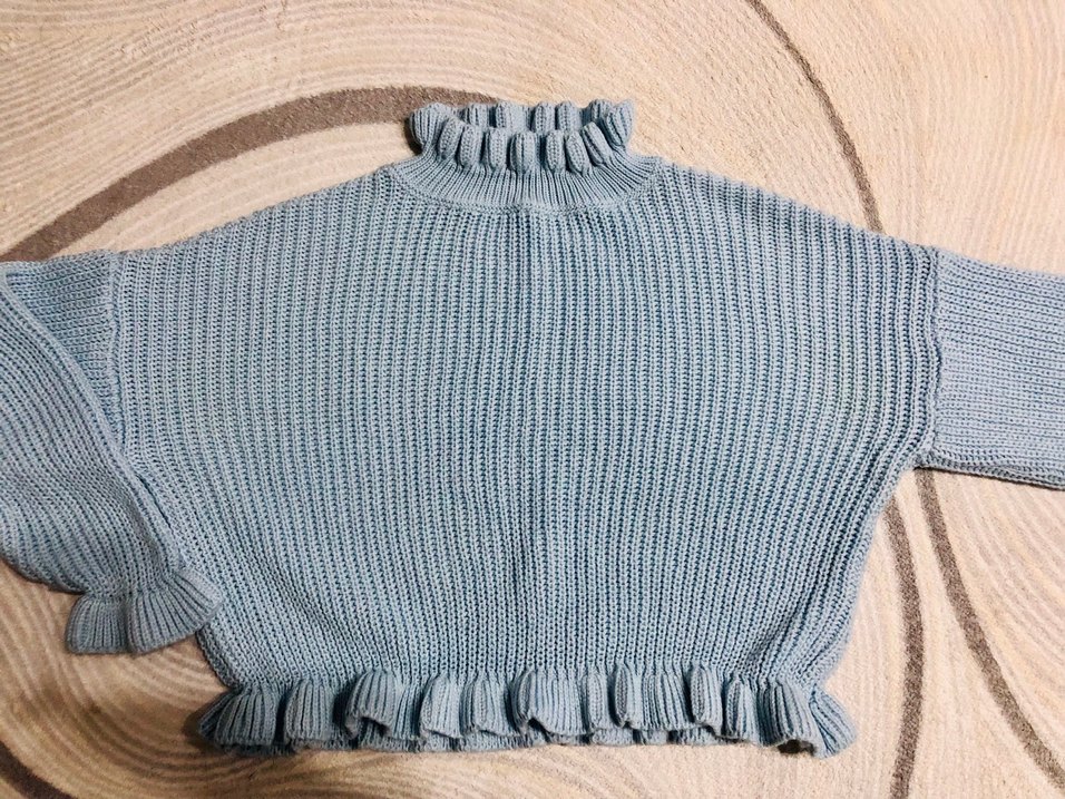 Bebe mavisi Triko Boğazlı Kadın Kazak - Görsel 2