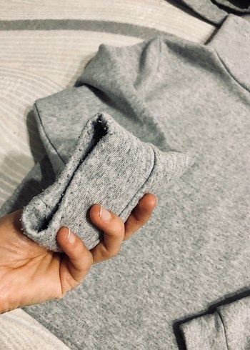 Gri Yüksek Yakalı Kadın Sweatshirt - Görsel 3