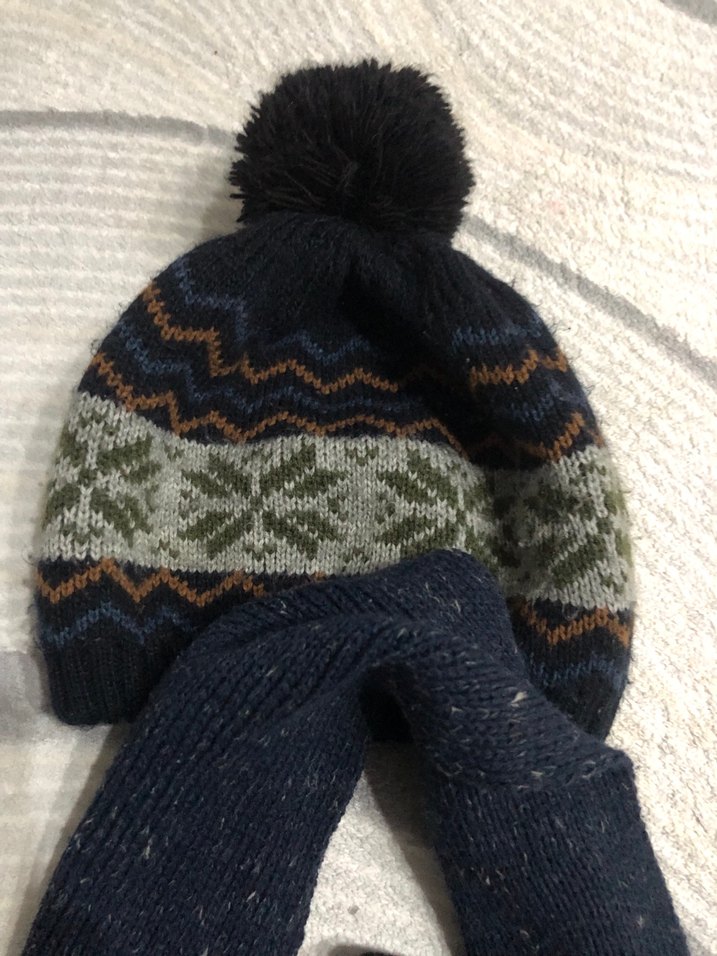 Erkek Çocuk Örgü Bere, Atkı ve Eldiven Seti - Görsel 2