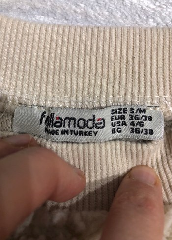 Nakışlı Tüylü Bej Sokak Stili Köpek desenli pofuduk sweatshirt - Görsel 4