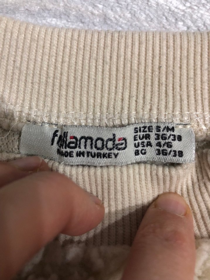 Nakışlı Tüylü Bej Sokak Stili Köpek desenli pofuduk sweatshirt - Görsel 4