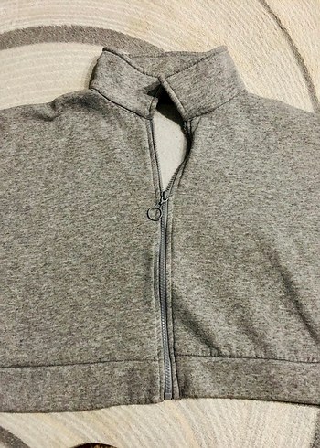 Gri Fermuarlı Kadın Sweatshirt - Görsel 2