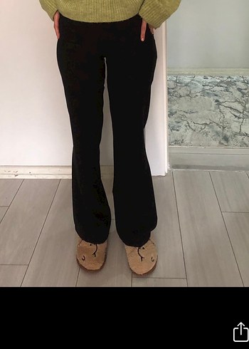 Siyah Kadın yüksek bel  Kumaş Pantolon - Görsel 2
