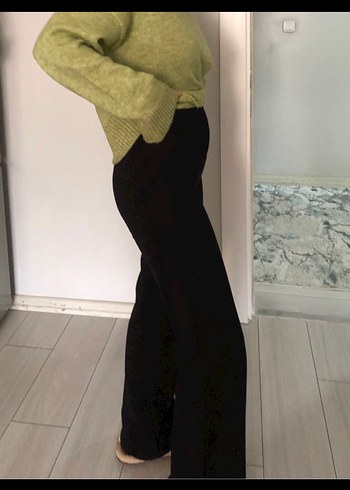 Siyah Kadın yüksek bel  Kumaş Pantolon - Görsel 3