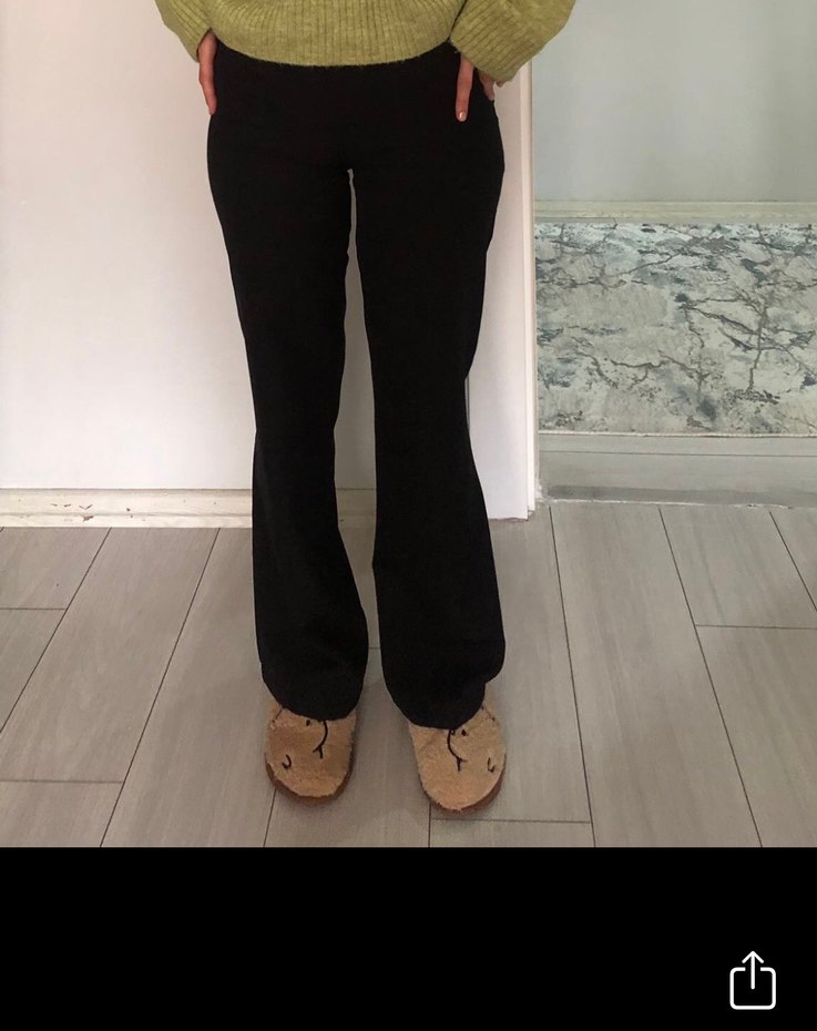 Siyah Kadın yüksek bel  Kumaş Pantolon - Görsel 2