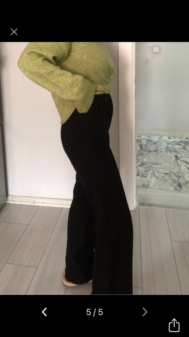 Siyah Kadın yüksek bel  Kumaş Pantolon - Görsel 3