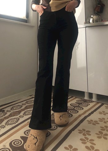 Siyah Kadın jean İspanyol Paça Pantolon - Görsel 4