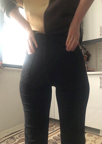 Siyah Kadın jean İspanyol Paça Pantolon - Görsel 2