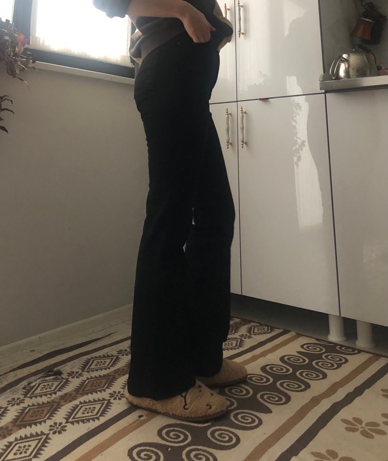 Siyah Kadın jean İspanyol Paça Pantolon - Görsel 5