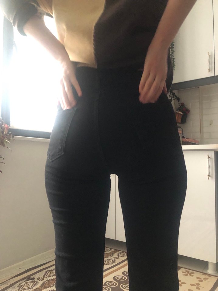 Siyah Kadın jean İspanyol Paça Pantolon - Görsel 2