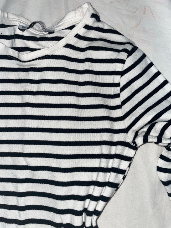 Bershka uzun kollu cizgili crop - Görsel 2