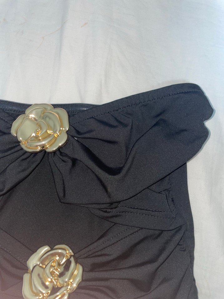 Tokalı Siyah Straplez Mini Büstiyer - Görsel 2