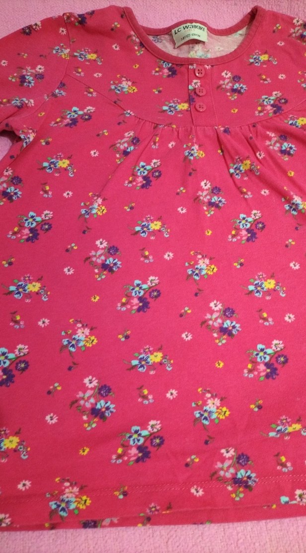 Kız Çocuk Pembe Uzun Kollu Baskılı Tişört - Görsel 2