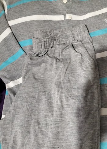 Gri Erkek Pijama Takımı ince Uzun Kollu - Görsel 3