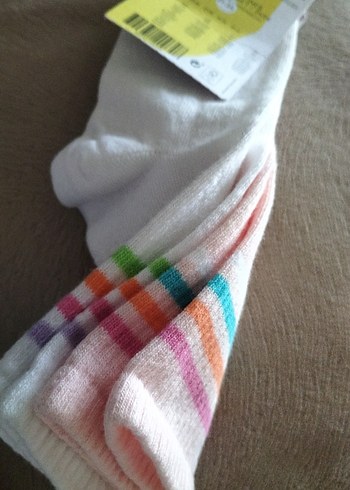 Pembe ve beyaz Pamuklu Çorap penti - Görsel 3