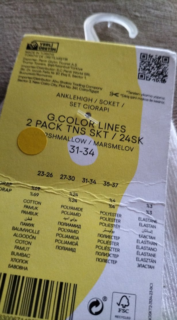 Pembe ve beyaz Pamuklu Çorap penti - Görsel 5