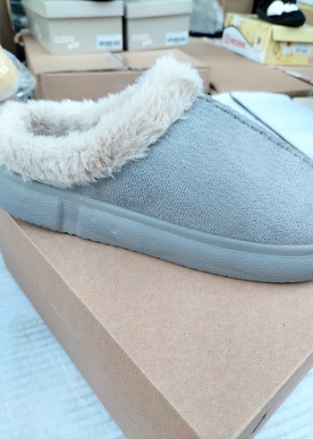 Dolgu topuk ev terliği taba siyah gri - Görsel 3