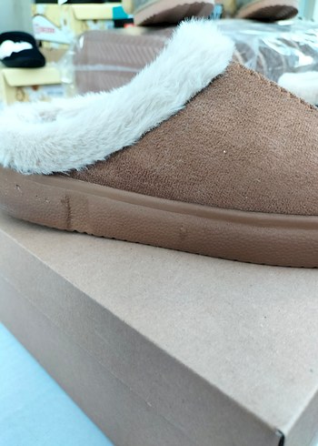 Dolgu topuk ev terliği taba siyah gri - Görsel 2