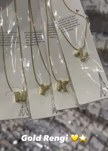 Harf kolye çelik zincir zirkon taşlı - Görsel 3