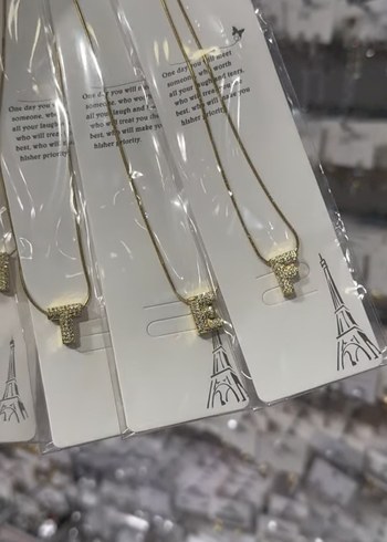 Harf kolye çelik zincir zirkon taşlı - Görsel 2